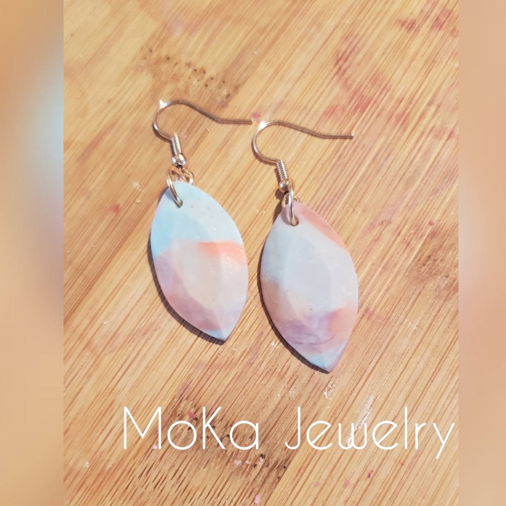 Handmade Polymer Clay Earrings- Elliptic Sunrise